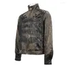 Chaquetas para hombres D.F Punk para hombre Chaqueta casual marrón Biker Abrigos de cuero Cortavientos Abrigo de moda masculino Decoración de metal Ropa de fiesta