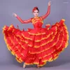 Stage Wear Femmes Pétale Robe espagnole Costume de danse Flamenco Corrida Flamengo Gypsy 360/540 degrés Performance S-3XL