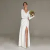 Urban Sexy Dresses Civil Wedding Dress V neck Floor Length White Side Slit Bridal Gown For Bride Lawn 2023 Engagement Party Vestidos Novia 230828