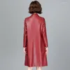 Chaqueta de cuero auténtica para mujer, abrigo de piel de oveja de manga larga Real, prendas de vestir exteriores O-nesk, gabardina 5XL, otoño 2023