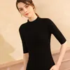 Addonee High Quality Warm Women's Sweater Pullover Five-Point Short Sleeve Fashion Rib Knit Female Jump Line HKD230829