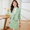 Robe de deux pièces Petit parfumé coréen Printemps Automne Double boutonnage Blazer Crop Manteaux Tenues Femmes Bureau Dames Veste de travail Mini jupe