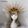 Gudinna King Crown Apollo Sun God pannband Kvinnor Catwalk Photography Photo Headdress Golden Halo Hair Accessories