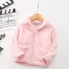 Vestes 2023 Automne Enfants Corail Velours Manteau Enfants Veste À Glissière Vêtements D'extérieur Doux Confortable Pour Bébé Garçons Filles 100-140 Porter Tx378