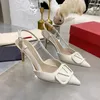 2024 Brand Designer Shoes Women Slingback Heels Pumps Sexy Pointed Toe Stiletto Evening Party Shoes for Women Zapatos 8cm 10cm size 35-44