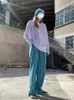 Calças femininas azul veludo mulheres estilo coreano 2023 moda oversize reta verão streetwear kpop perna larga calças femininas