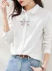 Women's Blouses Basic Casual Long Sleeve All-match Shirts Elegant Harajuku Turn-down Collar Vintage Office Lady Work Clothes