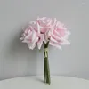 Bouquet de roses décoratives à 5 têtes bouclées, Bouquet hydratant au toucher réel, décoration artificielle de mariage, de mariée, de fête à domicile, d'événement