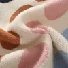 Kvinnors tröjor Löst O Neck Långärmning Print Stick Kvinnlig jumper Vinter toppar Casual Colorful Polka Dot Sticke Pullover Women Warm tröja
