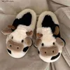 Animal mignon comwarm à fourrure pantoufle pour les femmes Fashion Fashion Hiver Winter Warm Slippers Femme Cartoon Milk Cow H B D S
