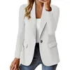 Women's Suits Women Suit Coat Single Button Solid Color Straight Anti-wrinkle Long Sleeve Formal Business Lady Office Spring Fall Jacket