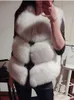 Womens Fur Faux ZADORIN 3XL Autumn Winter Thick Warm Vest Women High Quality Fashion VNeck Short Coat Female Waistcoat 230828