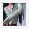 Womens Knits Tees Vintage Sexy Knit Hollow Out Tops for Girls Longsleeved VNeck Singlebreasted Knitted Solid Slim Cardigan Sweaters 230828