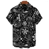 Camicie casual da uomo hawaiane per uomo Camicia elegante con motivo paisley 3D Maniche corte Top T-shirt oversize estive Abbigliamento con stampa nera