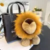 Keychains Lion Handmade Keychain With Real Raccoon Fur Cute Design For Women Girls Accessory Bags Cars Gifts