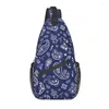 Rugzak Blauwe Bandana Paisley Patroon Crossbody Sling Heren Boheemse Bloemenstijl Borst Schoudertas Voor Reizen Wandelen Dagrugzak