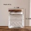 Storage Bottles 2 Piece Square Glass Jars With Vintage Diamond Pattern Coffee Pasta Sugar Tea Snack Nuts Cookie Jar