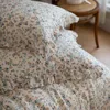 寝具セット二層糸100％コットンフローラル羽毛布団カバーセットベッドシート枕カバー柔らかい通気性のあるフリルの掛け布団230828