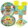 Disposable Flatware Hawaiian Paper Plates Birthday Party Leaf Flower And Napkins Supplies Serves 8 Guests Baby Shower Dinnerware Kit T Dhrno