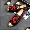 Dress Shoes Gold Embroidered Party Mens Designer For Men Business Leather With Lace-Up Black Plus-Size Shoe Luxury Drop Delivery Acces Dh276