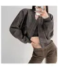 Women's Leather Autumn TVVOVVIN 2023 Faux Pilot Jacket Coat Short Long Sleeve Motorcycle Baseball Top BVI1