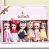 Куклы 6pcs 16cm Doll Set Set Box 13 подвижные суставы 3D Eyes Bjd Girl Dry Up Diy Toy Fashion Fashion одежда Bjd Dolls Детские подарки 230829