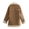 Women's Leather Faux European and American winter suede fur integrated double sided fleece coat 230829