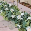 PARTY JOY Artificial Flowers Garland Fake Peony Eucalyptus Vine Greenery Hanging for Wedding Home Party Garden Craft Art Decor HKD230829