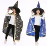 Barn Halloween Costumes Star Wizard Witch Cloak Cape Robe Hats med spetsig hatt cosplay Props Birthday Party Mardi Gras Accessory