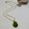 Personalized and minimalist temperament, collarbone chain, niche design, transparent green crystal necklace