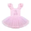 ダンスウェアIefiel Kids Girls Ruffled Cap Sleevesballet Leotard DancewearスパンコールバレリーナシューズバレエダンスレオタードTutuドレス230829