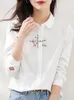 Kvinnors blusar Basic Casual Long Sleeve All-Match Shirts Elegant Harajuku Turn-Down Collar Vintage Office Lady Work Clothes