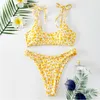 Nova moda leopardo impressão sexy bikini pit strip spot print maiô feminino