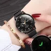 Relógios de pulso Simplicidade Moderna Relógio de Quartzo Mulheres Malha Pulseira de Aço Inoxidável Alta Qualidade Pulso Casual para Mulher Montre Femme