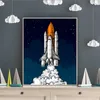 Astronaut Space Universe Rocket Canvas Painting Art Prints Boys Gift Posters Wall Pictures Modern Kids Bedroom Living Room Decor No Frame Wo6