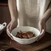 Assiettes à serrage irrégulier des mains, assiette à Dessert, plateau de service binaural, bol à soupe mat de Style japonais en céramique