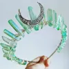 5pcs/lot Romantic Colorful Jewelry Tiara Crown Rainbow Raw Quartz Crystal Headband Ethnic Antique Moon Bridal Hair Accessories Hair Hoop