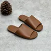 Slippers Luxury Design Open Toe Women's Sandals Genuine Leather Flip Flops Female Pure Color Flat Shoes