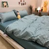 Bedding sets Nordic Grid Duvet Cover Set with Bedsheet Pillowcase 220x240 Quilt 4pcs3pcs Fashion Comforter Bed Linen 230828