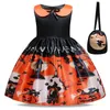 الفتاة S فساتين الأطفال Witch Witch Halloween Cosplay Dress Cartoon Pumpkin Ghost Pattern Masquerade Carnival Party Up Girls 230828