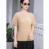 Женские футболки T Miyake Plearted Top Women 2023 Summer Korean Fashion с коротким рукавом с твердым цветом.