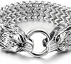 COOLSTEELANDBEYOND Biker Mens Stainless Steel Wolf Head Franco Link Curb Chain Bracelet with Spring Ring Clasp