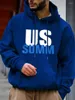 Men's Hoodies US Letter Printing Hoodie Graphic Design Fleece Warm Pullover Sweatshirt O-Neck Comfortable Loose Autumn Winter