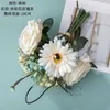 Flores artificiais de rosas baratas decoração de outono casamento branco casa natal outono buquê de flores falsas artesanato suprimentos de guirlanda hkd230829