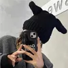 Berets de pelúcia orelha gorro chapéus para mulheres inverno quente crochê proteção crânios chapéu unisex outono malha beanies bonés bonnet