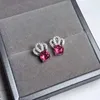 Studörhängen kolife smycken rosa topas för daglig slitage 6mm runda 925 silver