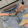 Shorts pour femmes Jeans 2022 été femmes beauté imprimé paillettes gland trou Denim Shorts femme décontracté Streetwear perlé genou longueur court jean pantalon