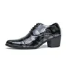 Zapatos de vestir Aumento formal 6 cm Hombres Boda Tacón alto Cordones Cuero de negocios 37-44 Carrera