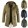 Men's Trench Coats Windbreaker Coat Medium Long Detachable Hat South Korean Fashion Street Wear Designer Luxury Winter Jacket 230828