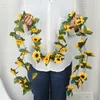 Decorative Flowers 2.3m Sunflower Artificial Vine Fake Garland Flower Rattan For Wedding Christmas Decoration Decor